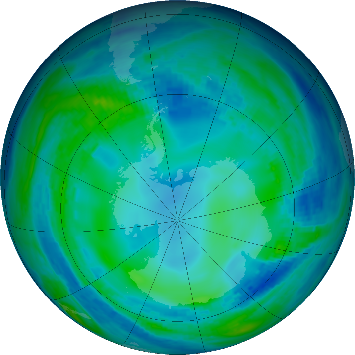 Antarctic ozone map for 17 May 1993